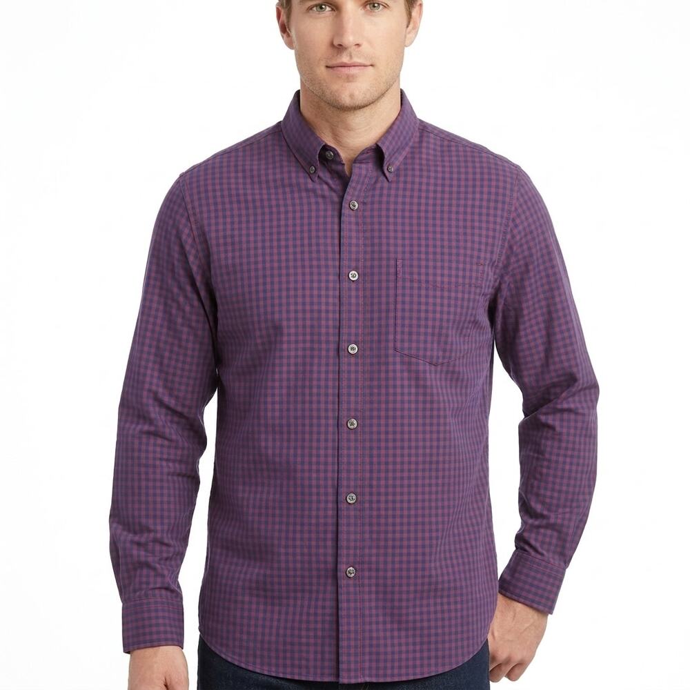 St. John's Bay Purple Classic Fit Stretch Button-Up Shirt Men Tall Size XLT